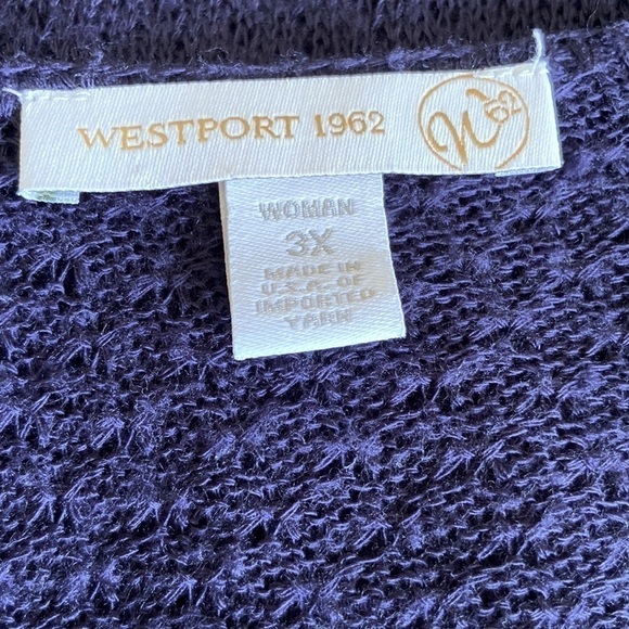 ๐ Westport 1962 Cold Shoulder Short Sleeve Pointelle Sweater Navy Blue Size 3X - Picture 7 of 11